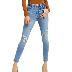 Good American Good Legs Organic Cotton Ripped Crop Skinny Jeans in Indigo